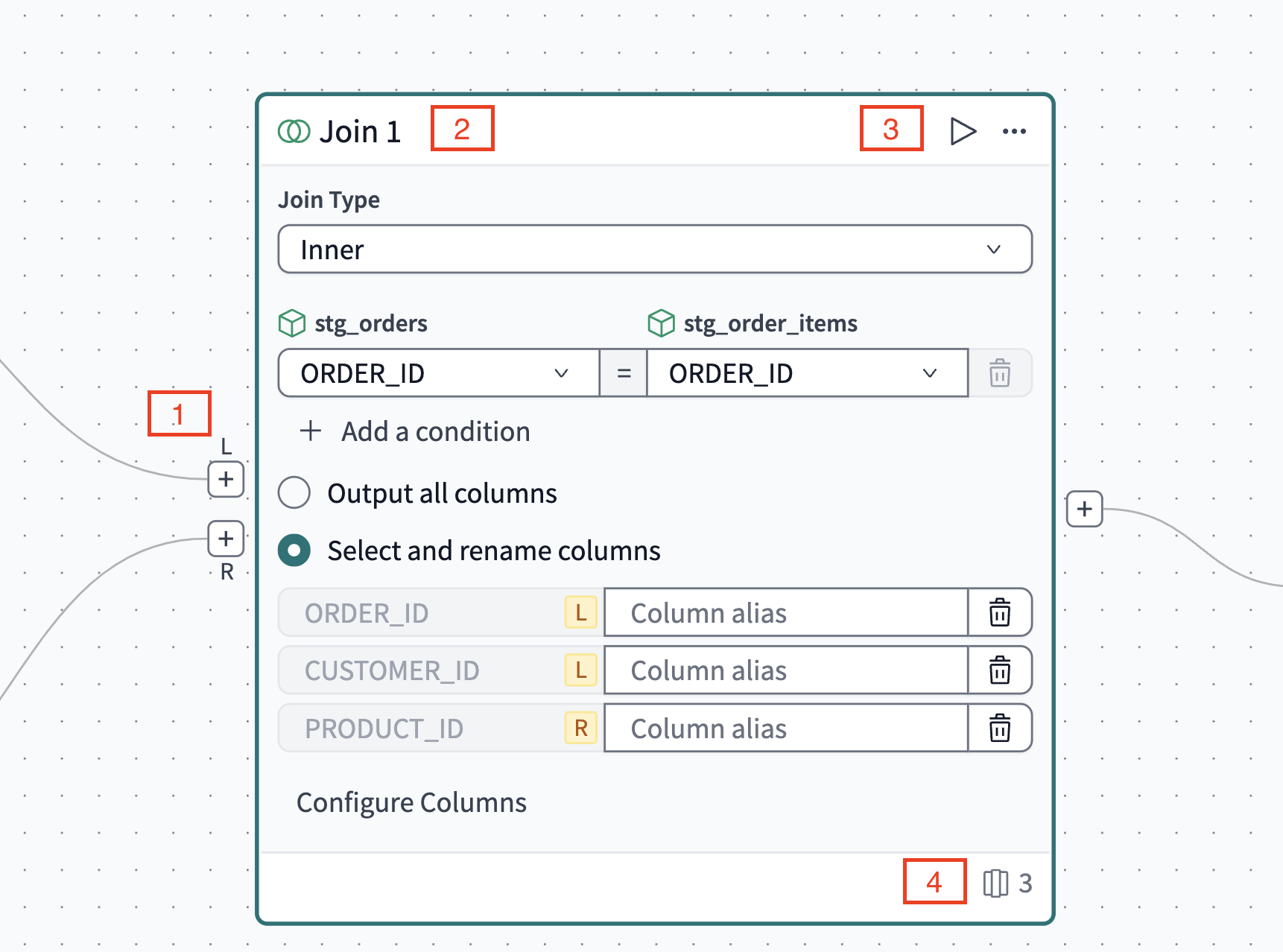 An operator tile with configurations filled out.